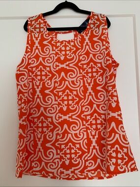 Blue Rain Orange and White Printed Sleeveless Camisole